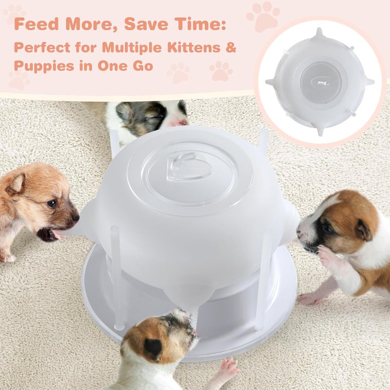 Elevonix Nursing Nipple for Kittens, Nursing Nipple with 4 Adjustable Detachable Nipples – Perfect Replacement for Nursing Bottles, Puppy Feeder for Newborn Kittens & Puppies, 200ml Capacity(White) - Image 2